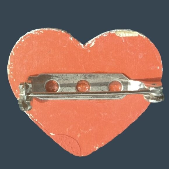 Santa Claus Christmas Pin Brooch Holiday Jewelry Hand Painted Heart Face Tolle - Picture 3 of 3